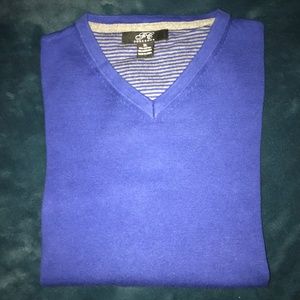 Foxcroft Men's V-Neck Cashmere/ Cotton Sweater